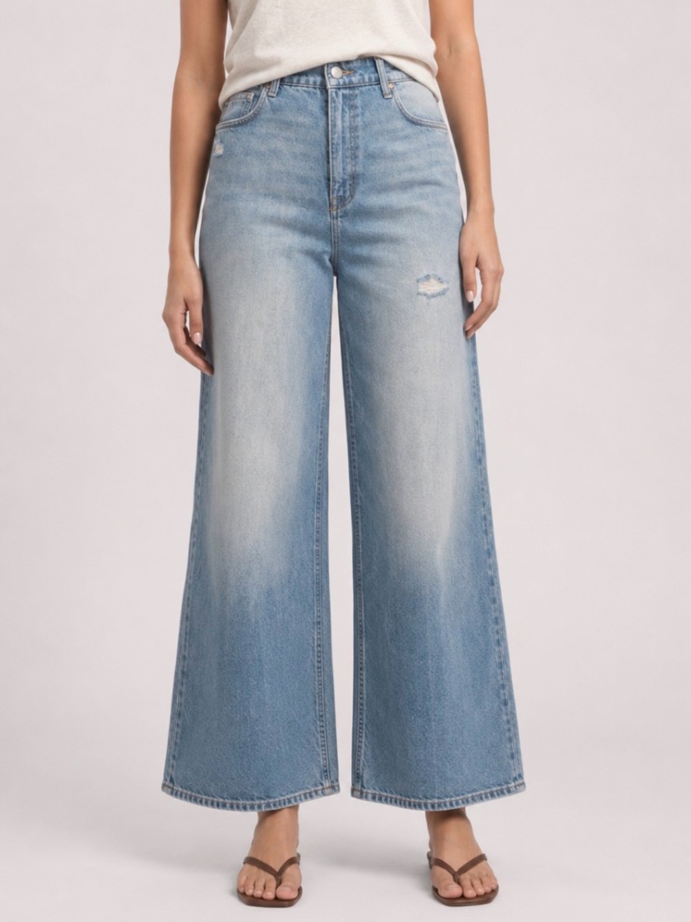 Good American Light Blue High-Rise Wide Leg Jeans size 10
